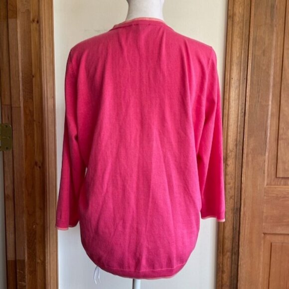 TALBOTS Charming Cardigan Bi Color Pink 3/4 Sleeve Sweater - Picture 7 of 16
